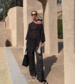 Black Sheer Two Piece Loungewear Set