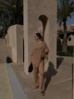Beige Knit Two Piece Lounge Set