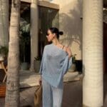 Light Blue Knit Mesh Lounge Set