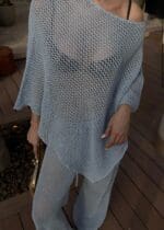 Light Blue Knit Mesh Lounge Set - Image 2