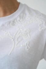 White Embroidered Short Sleeve T-Shirt - Image 2