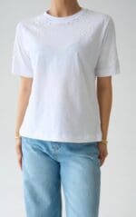 White Embroidered Short Sleeve T-Shirt