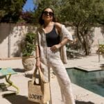 Beige Crochet Shirt and Pants Set
