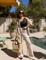 Beige Crochet Shirt and Pants Set