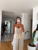White Lace Trim Camisole Top - Image 2