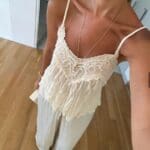 White Lace Trim Camisole Top