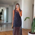 Sleeveless Navy Blue Sequin Maxi Dress