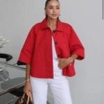 Oversized Cropped Button-Up Jacket