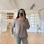 Relaxed Boat-Neck Knit Sweater