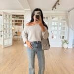 Off-Shoulder Knit Sweater