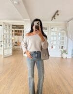 Off-Shoulder Knit Sweater