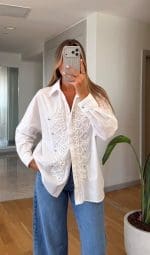 White Ornate Detail Shirt