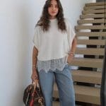 Ivory Lace Hem Knit Top
