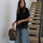 Black Lace Hem Knit Top